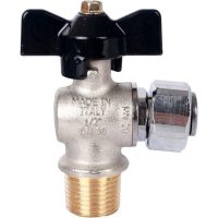 Кран шаровой STOUT с накидной гайкой угловой, НР/накидная гайка 1/2", ручка бабочка