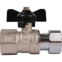 Кран шаровой STOUT с накидной гайкой прямой, ВР/накидная гайка 3/4", ручка бабочка