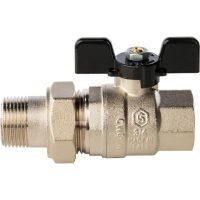 Кран шаровой STOUT полнопроходной с американкой ВР/НР 3/4", ручка бабочка