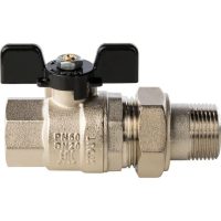 Кран шаровой STOUT полнопроходной с американкой ВР/НР 3/4", ручка бабочка