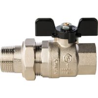 Кран шаровой STOUT полнопроходной с американкой ВР/НР 1", ручка бабочка