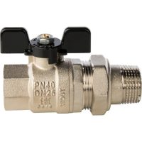 Кран шаровой STOUT полнопроходной с американкой ВР/НР 1", ручка бабочка