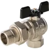 Кран шаровой STOUT полнопроходной с американкой ВР/НР 3/4", угловой ВР/НР, ручка бабочка