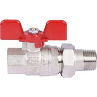 Кран шаровой STOUT полнопроходной с американкой ВР/НР 1/2", доп. уплотниение ручка бабочка