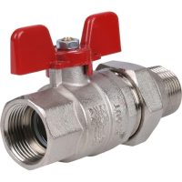 Кран шаровой STOUT полнопроходной с американкой ВР/НР 3/4", доп. уплотниение ручка бабочка