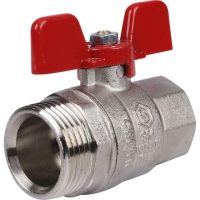 Кран шаровой STOUT полнопроходной с американкой ВР/НР 3/4", доп. уплотниение ручка бабочка