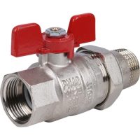 Кран шаровой STOUT полнопроходной с американкой ВР/НР 1", доп. уплотниение ручка бабочка