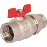 Кран шаровой STOUT полнопроходной с американкой ВР/НР 1 1/4", доп. уплотниение ручка бабочка